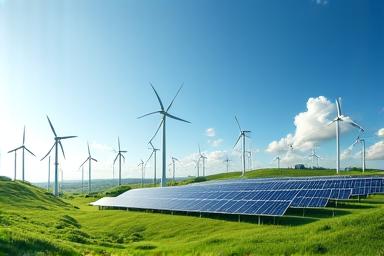 Wind turbines and solar panels